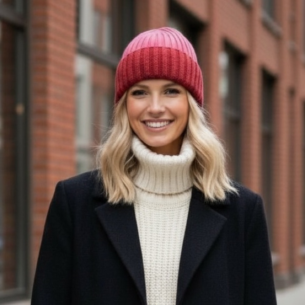 NWT Macys’‎ On 34th Women’s Wide Ribbed Colorblock Beanie Gift Stocking Stuffer